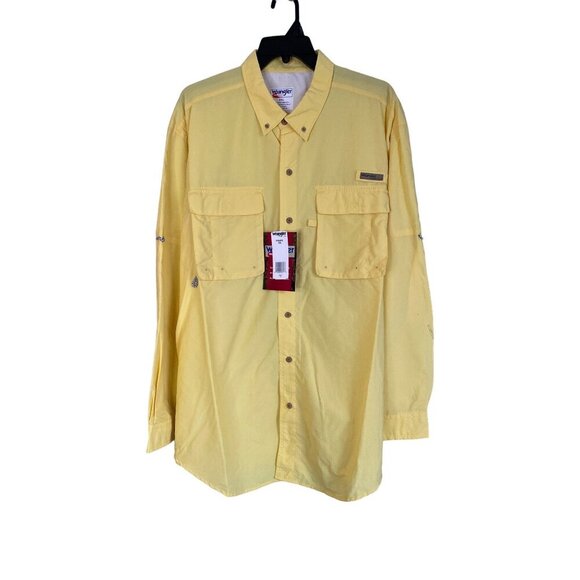WRANGLER MEN'S YELLOW PRO GEAR ANGLER BUTTON DOWN SHIRT SZ XXL NWT - Picture 1 of 9